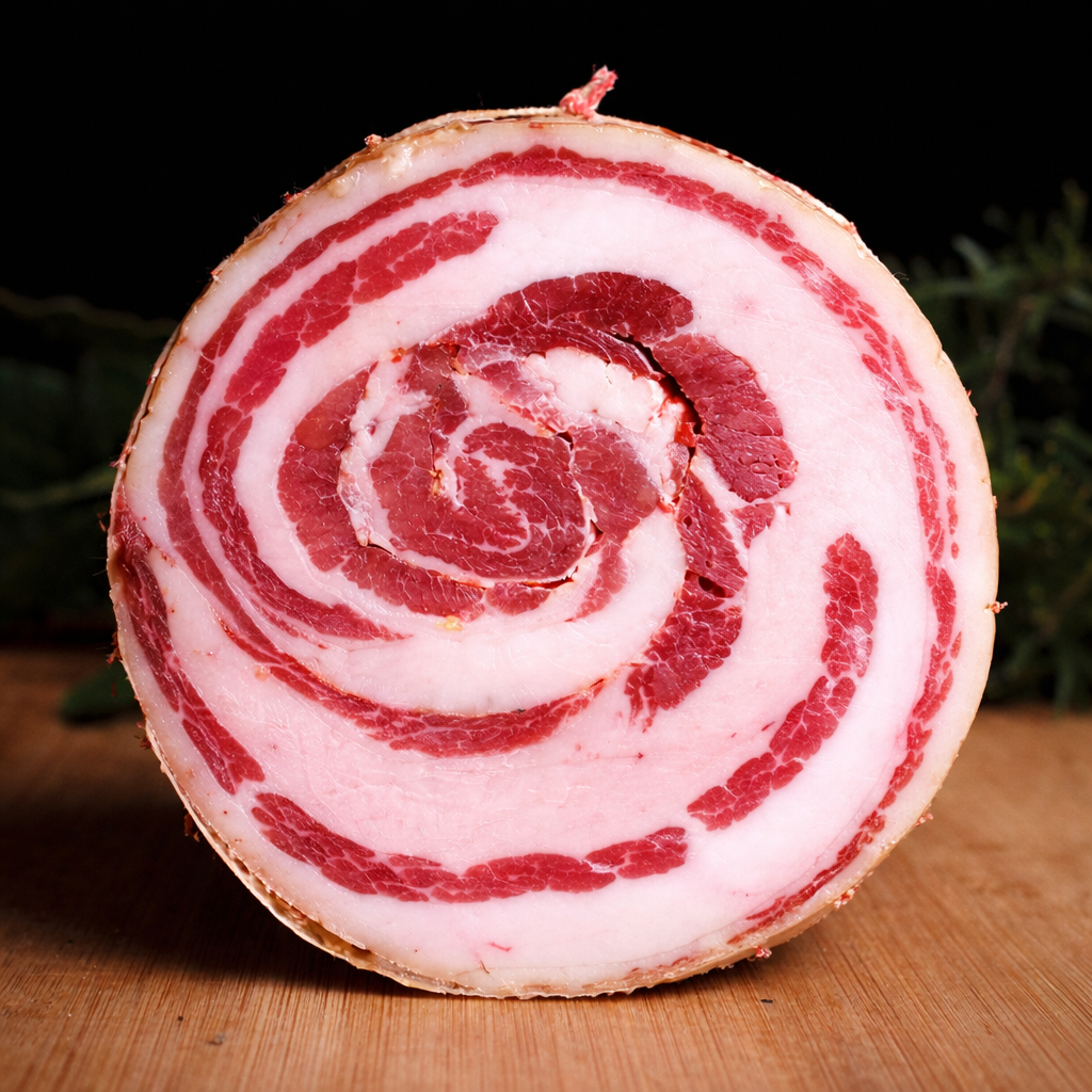 Pancetta arrotolata di suino nero brado