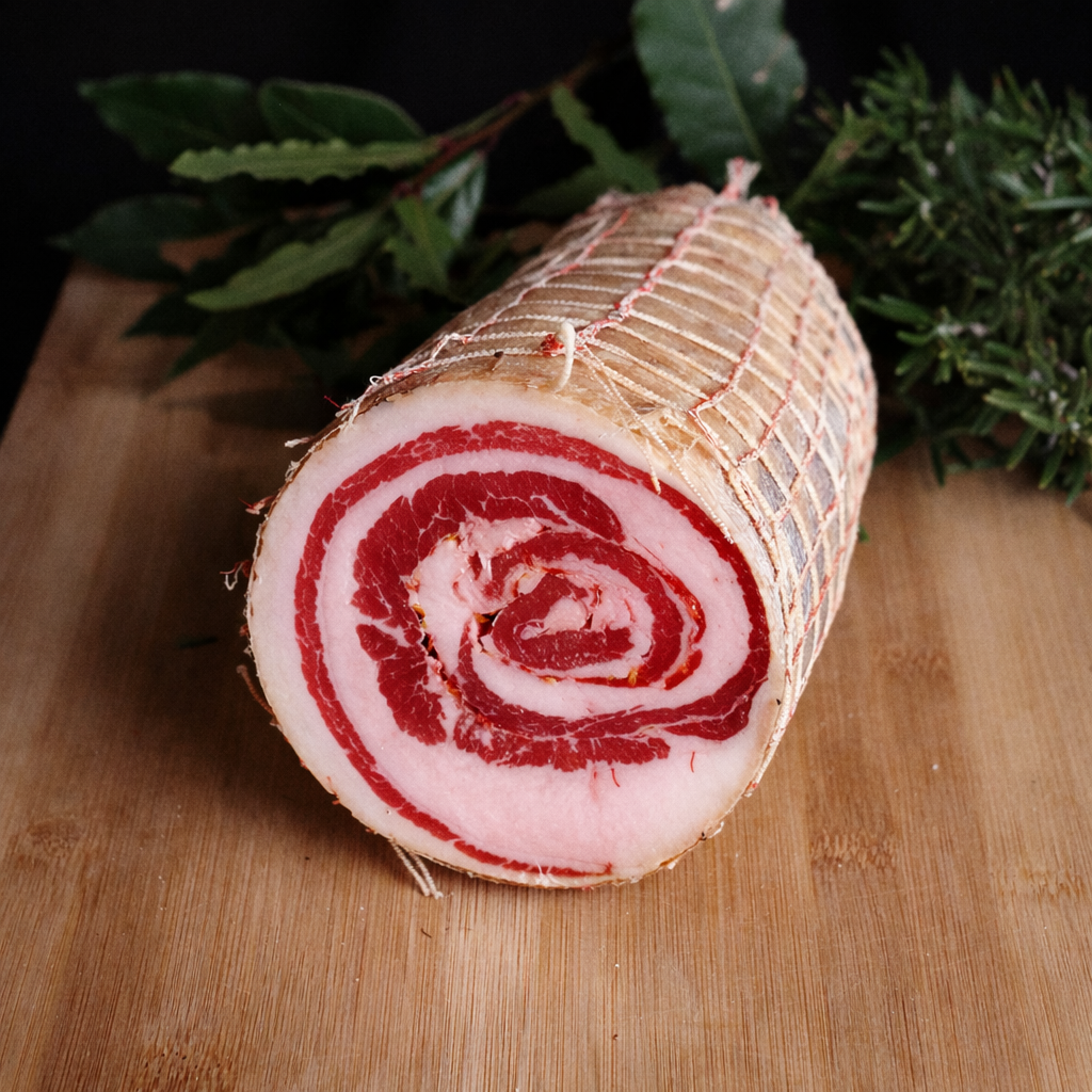 Pancetta arrotolata di suino nero brado