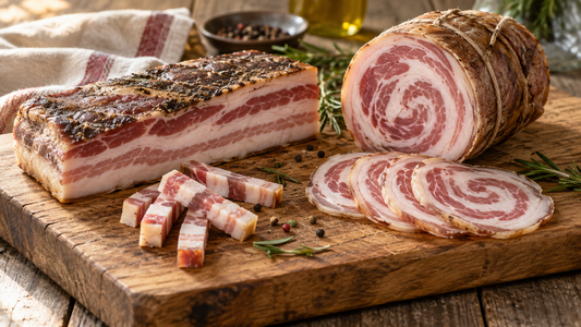 Pancetta tesa e arrotolata: differenze e come usarle in cucina