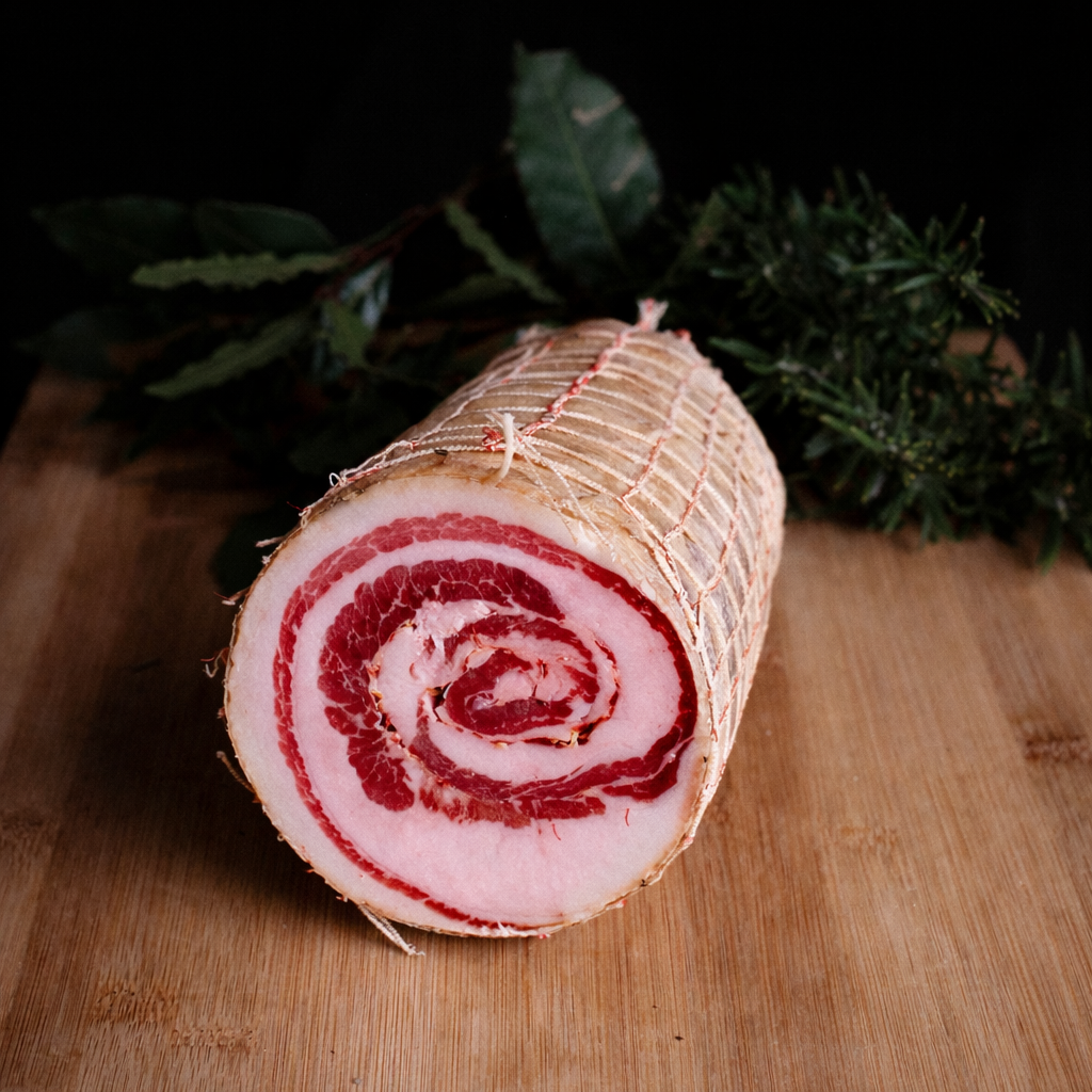 Pancetta arrotolata di suino nero brado