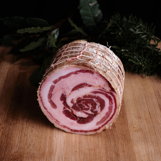 Pancetta arrotolata di suino nero brado